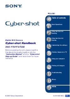 Sony Cyber-shot T70 manual. Camera Instructions.